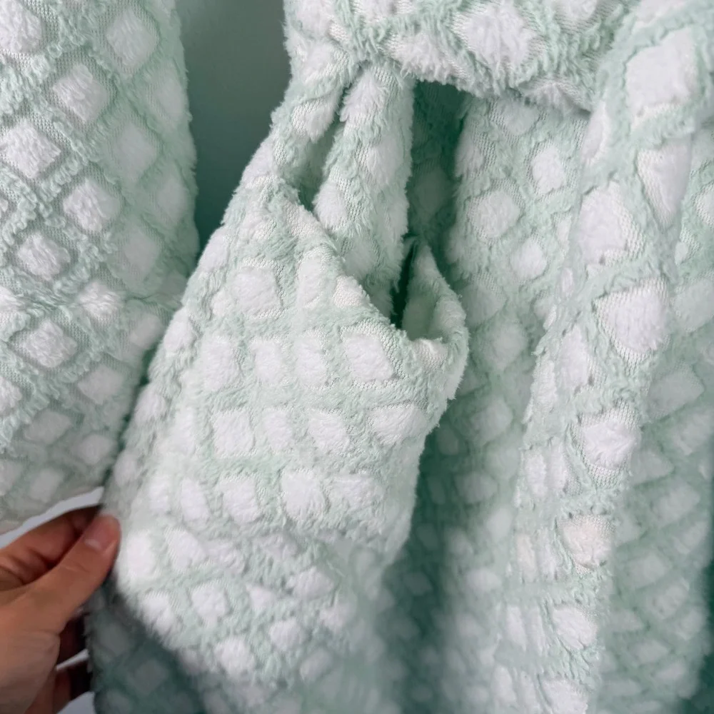 Soft Surroundings Mint Green Textured Plush Robe Small 2DA25 Long Sleeve Belted